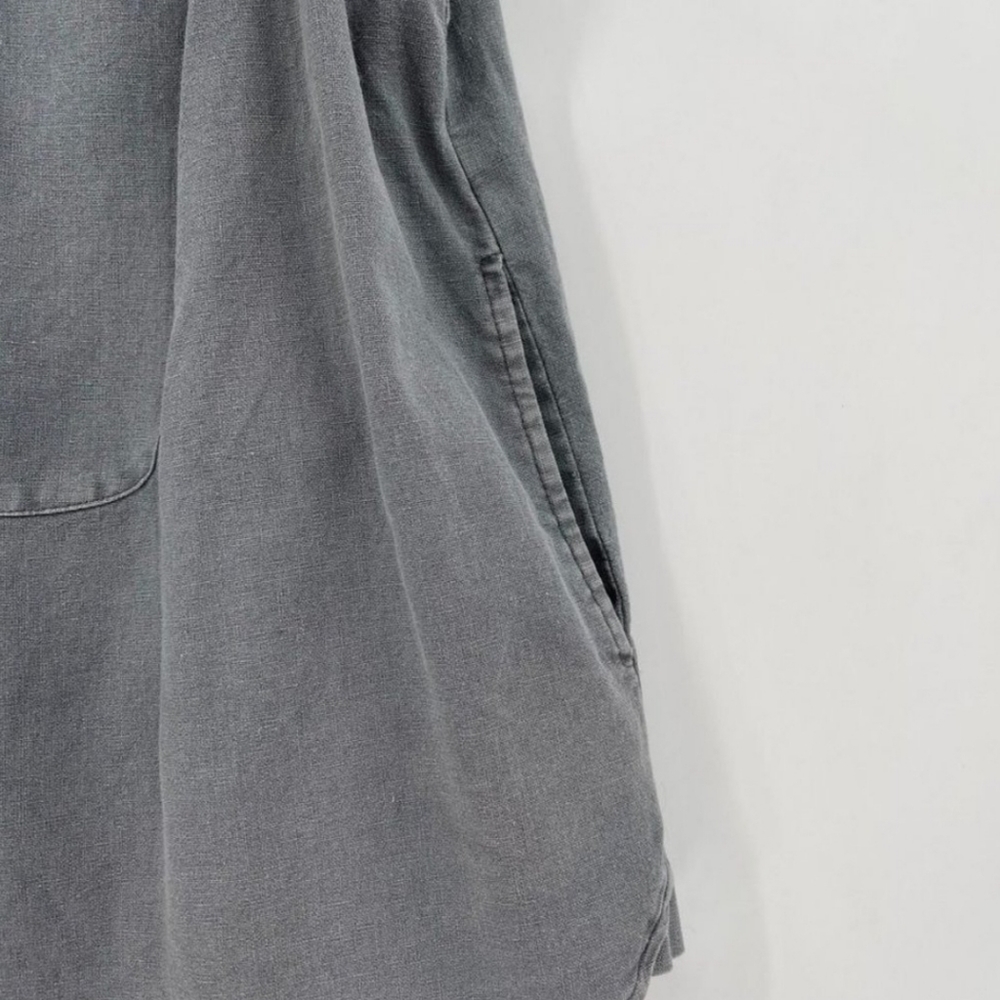 Free People Large Gray Sleeveless Button Tunic Tank Vest Distressed Pockets - Picture 4 of 5
